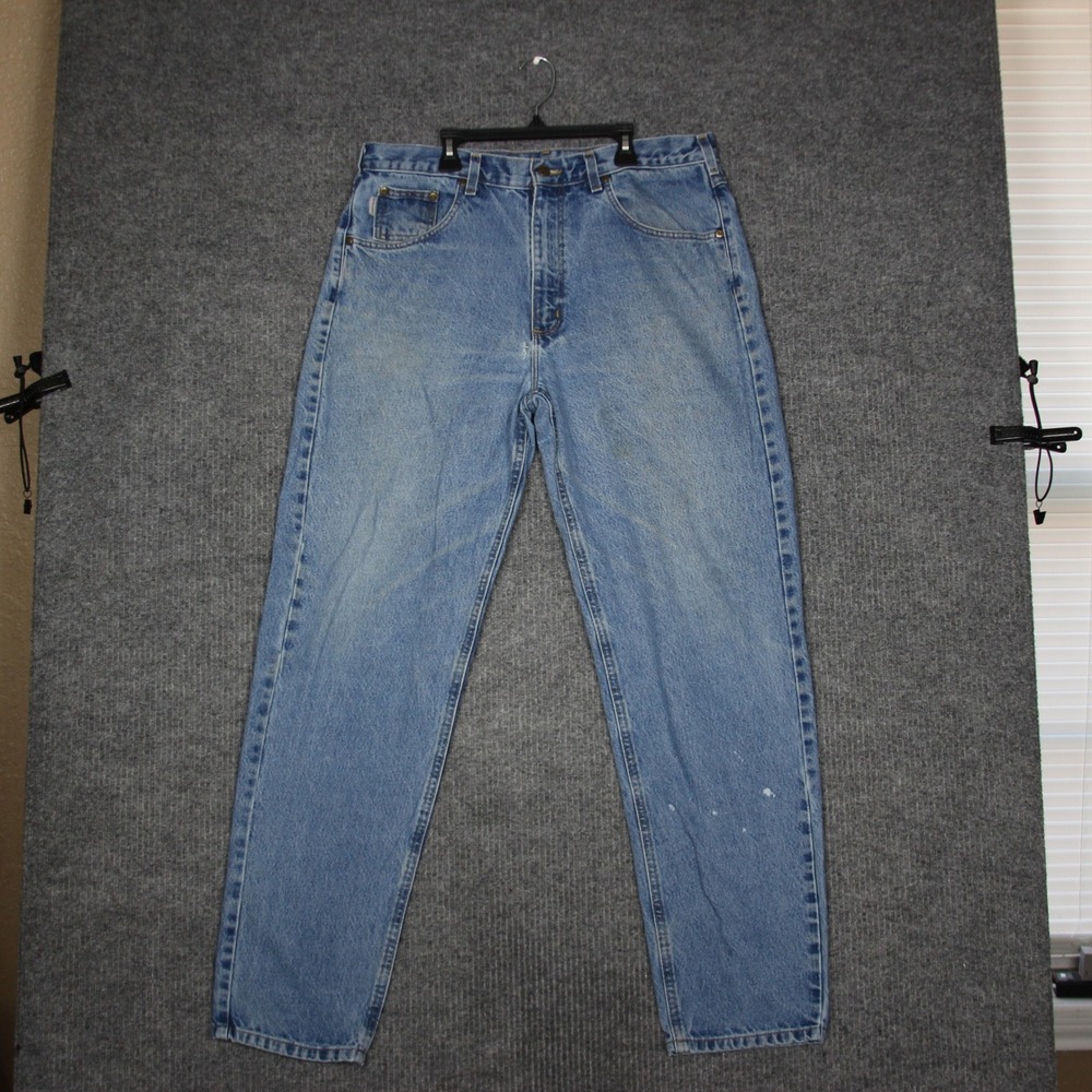 Carhartt Mens Blue‎ Denim Relaxed Fit Jeans Size 38x34 Lightly Distressed